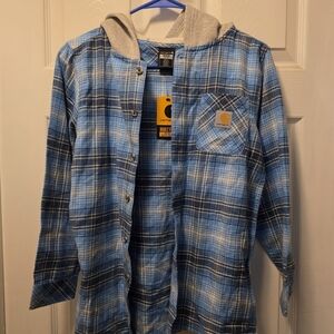 Carhartt Kids Blue Checkered Hooded Shirt
